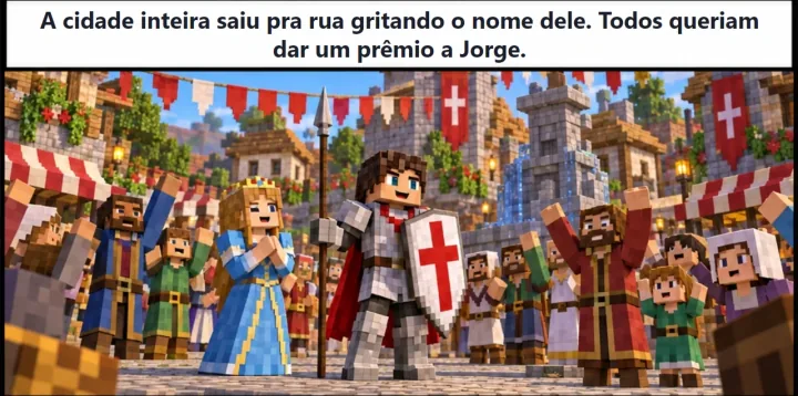 Quadro 5 da HQ da Missão 1: A cidade inteira saiu pra rua gritando o nome dele.